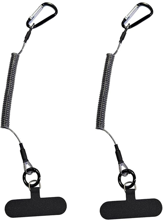 Green Tiger 2 Pcs Retractable Phone Tether Drop Stop Mobile Phone Tether for Drop and Theft Protection Universal Phone Lanyard with Carabiners for Secure for Hiking Skiing Cycling Climbing, One Size - Image 1