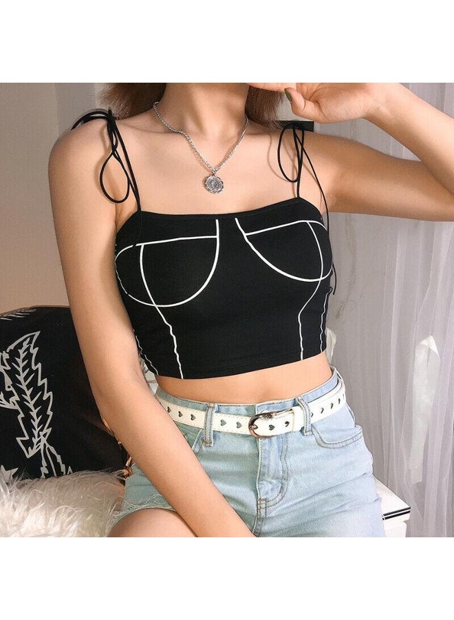 Fashion Sexy Women Sleeveless Tank Tops Bustier Cami Sleeveless T-Shirt Summer Vest Crop Top Strappy Vest  - Image 2