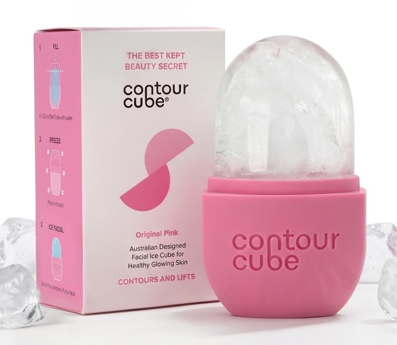 Contour Cube Facial Ice Cube for Healthy Glowing Skin, Contours & Lifts, Ice Roller for Sculpting & De-Puffing, Ice Mold with BPA-Free Silicone, Daily Skin Care Tools (180ml) - Original Pink - Image 1