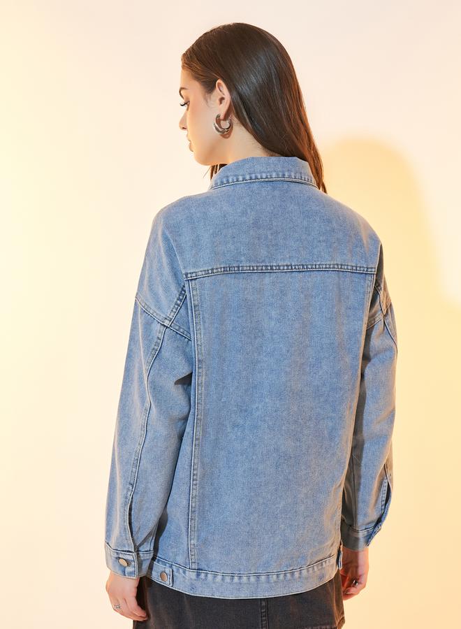 Take Two Relaxed Fit Denim Jacket with Flap Pockets - Image 4