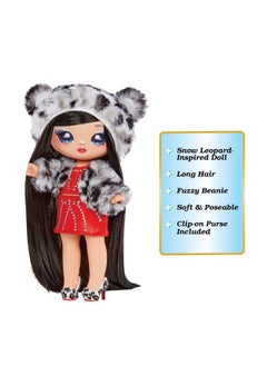 Na! Na! Na! Surprise Cozy Series Leona White 7.5" Fashion Doll Snow Leopardinspired With Black Hair 3Piece Outfit And Fuzzy Clipon Purse Poseable Great Toy Gift For Kids Ages 5 6 7 8+ Years  - Image 3