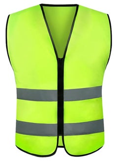 Scrolls Reflective Safety Vest High Visibility Breathable Warning Jacket Bright Neon Color with 2 Inch Reflective Strips -Zipper Front, Size: Height 70cm x Chest 60cm (Green) Pack of 1  - Image 1