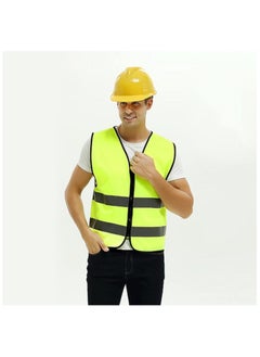 Scrolls Reflective Safety Vest High Visibility Breathable Warning Jacket Bright Neon Color with 2 Inch Reflective Strips -Zipper Front, Size: Height 70cm x Chest 60cm (Green) Pack of 1  - Image 2