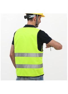 Scrolls Reflective Safety Vest High Visibility Breathable Warning Jacket Bright Neon Color with 2 Inch Reflective Strips -Zipper Front, Size: Height 70cm x Chest 60cm (Green) Pack of 1  - Image 3