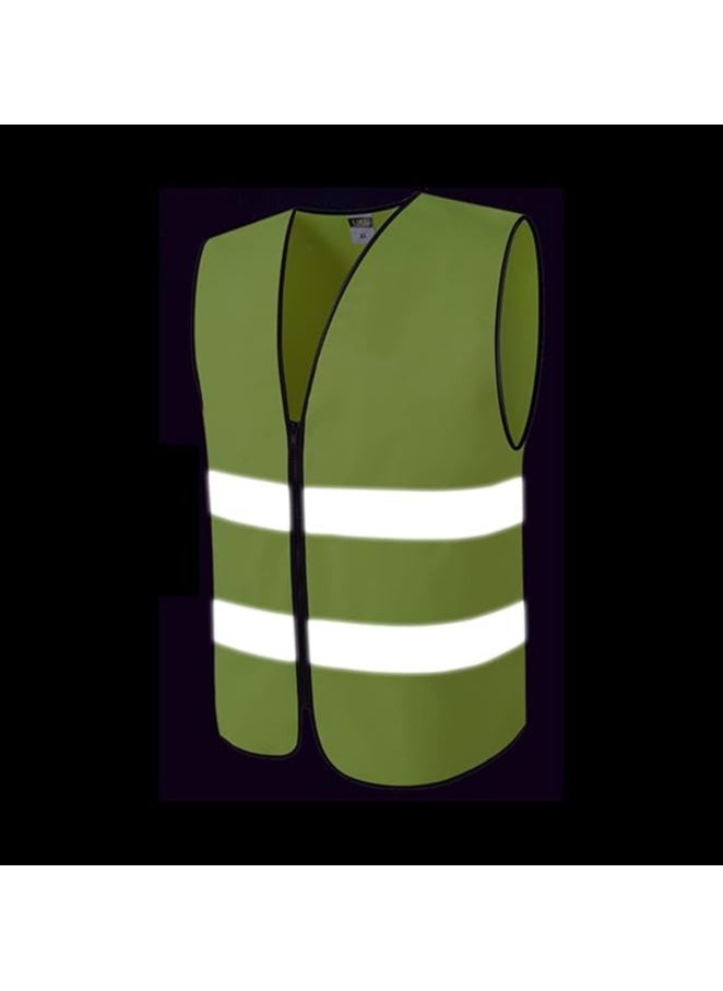 Scrolls - Reflective Safety Vest High Visibility Breathable Warning Jacket Bright Neon Color with 2 Inch Reflective Strips -Zipper Front, Size: Height 70cm x Chest 60cm (Green) Pack of 1 - Image 1