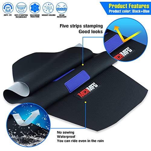 MCHMFG غطاء مقعد دراجة نارية عالمي MCHMFG غير قابل للانزلاق مناسب مطاطي مخطط قبضة ناعمة لـ CRF WR WRF RMZ YZF SXF EXC EXC XC SX CR KLX 250 دراجة ترابية موتوكروس على الطرق الوعرة (أزرق) - Image 3