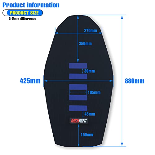 MCHMFG غطاء مقعد دراجة نارية عالمي MCHMFG غير قابل للانزلاق مناسب مطاطي مخطط قبضة ناعمة لـ CRF WR WRF RMZ YZF SXF EXC EXC XC SX CR KLX 250 دراجة ترابية موتوكروس على الطرق الوعرة (أزرق) - Image 4