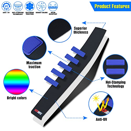MCHMFG غطاء مقعد دراجة نارية عالمي MCHMFG غير قابل للانزلاق مناسب مطاطي مخطط قبضة ناعمة لـ CRF WR WRF RMZ YZF SXF EXC EXC XC SX CR KLX 250 دراجة ترابية موتوكروس على الطرق الوعرة (أزرق) - Image 2
