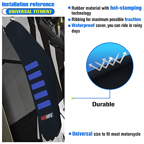 MCHMFG غطاء مقعد دراجة نارية عالمي MCHMFG غير قابل للانزلاق مناسب مطاطي مخطط قبضة ناعمة لـ CRF WR WRF RMZ YZF SXF EXC EXC XC SX CR KLX 250 دراجة ترابية موتوكروس على الطرق الوعرة (أزرق) - Image 5