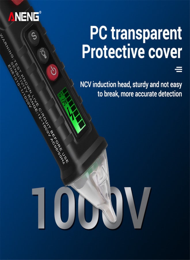 ANENG ANENG VC1010 Non-Contact AC Voltage Tester with Variable Sensitivity 12V-1000V Dual Range Electrical Tester Pen LCD Display Portable Voltage Detector with Beeps Flashes Flashlight - Image 2
