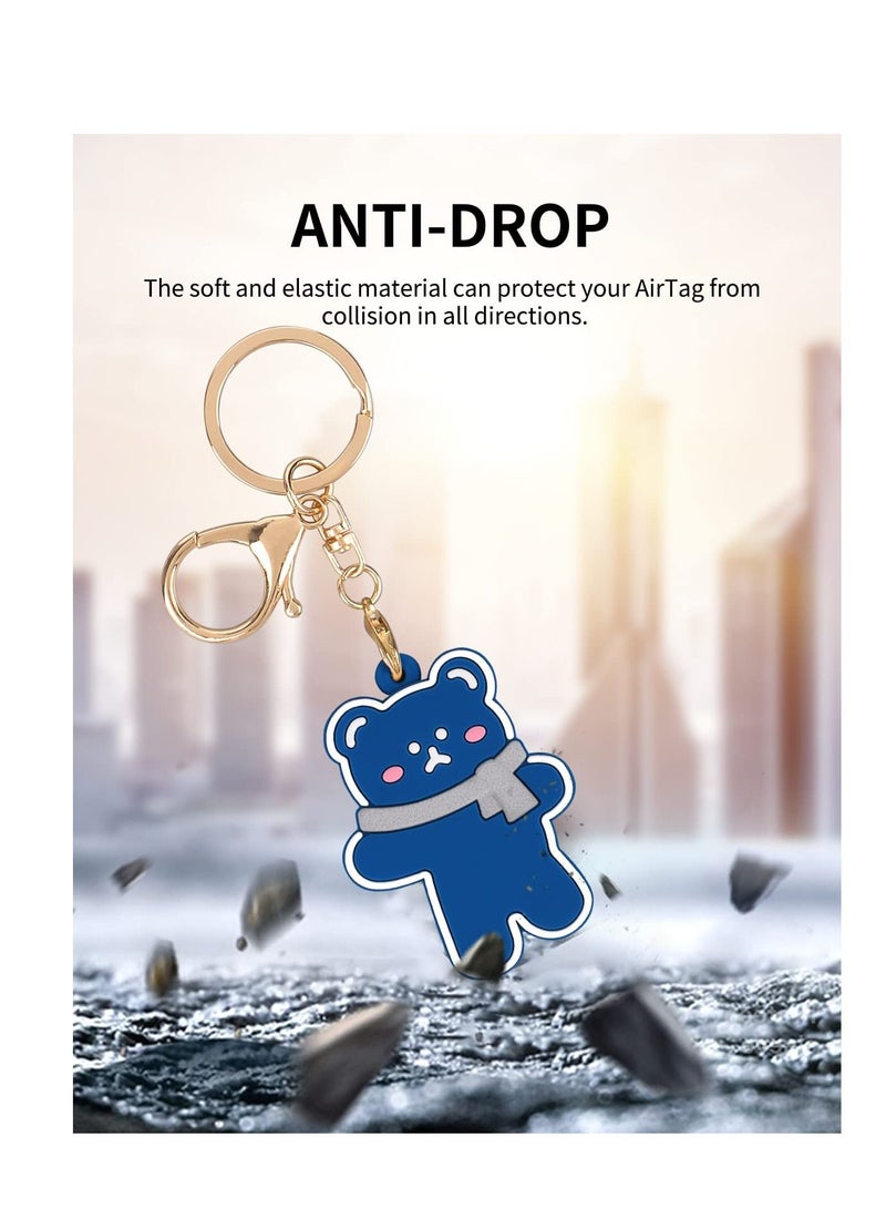 SYOSI 4 Pack Airtag Keychain Cartoon Dog for AirTag Tracker  Bear Protective AirTag Holder with Anti-Lost Keychain,Anti-Drop Scratch Airtag Holder Keychain Accessories for Kids Pets Backpacks  - Image 4