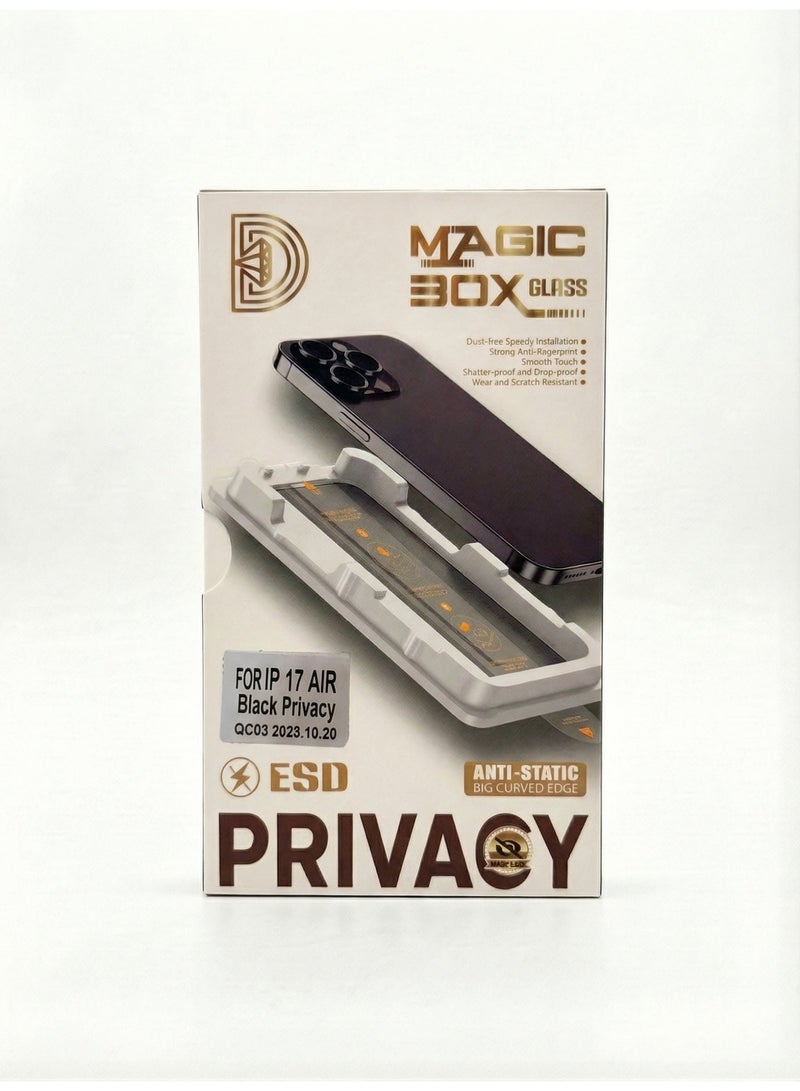 PIXEL Essentials Magic Box Privacy Tempered Glass for iPhone 17 Air | Anti-Spy Screen Protector | 9H Hardness | Anti-Fingerprint | Easy Bubble-Free Installation | Black Privacy - Image 1