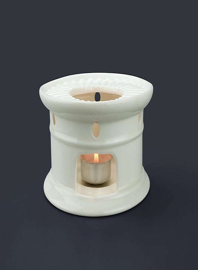 Sun's Tea Universal Ceramic Teapot Warmer | Tea Warmer - Round (Size - 4.25 in / 11 cm Diameter) - Candle Never Flames Out - Image 1