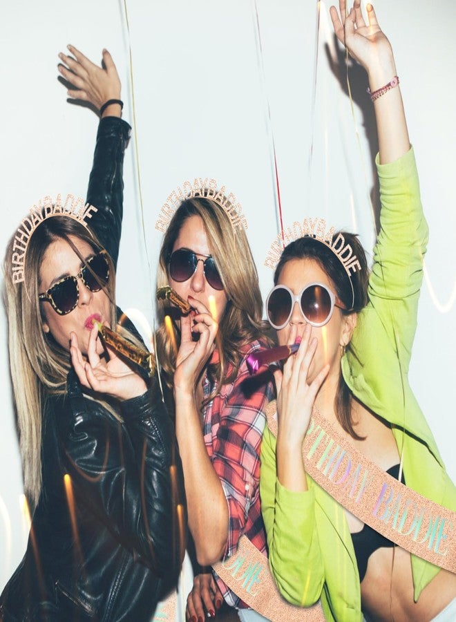 Canitor Birthday Baddie Sash Crown Set Birthday Party Favors Supplies Decorations & Accessories for Women Girl Men Adult Rhinestone Tiara Headband Soft Satin Sash - Image 4