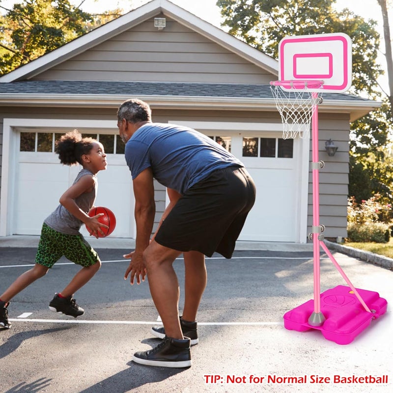 Tsomtto Toddler Basketball Hoop for Girls Pink Basketball Goals Adjustable Height 2.9ft-6.2ft Portable Kids Basketball Hoop Indoor Outdoor Play Outside Backyard Toys for 3 4 5 6 Year Old Girl Birthday Gift - Image 4