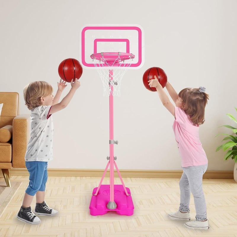 Tsomtto Toddler Basketball Hoop for Girls Pink Basketball Goals Adjustable Height 2.9ft-6.2ft Portable Kids Basketball Hoop Indoor Outdoor Play Outside Backyard Toys for 3 4 5 6 Year Old Girl Birthday Gift - Image 2