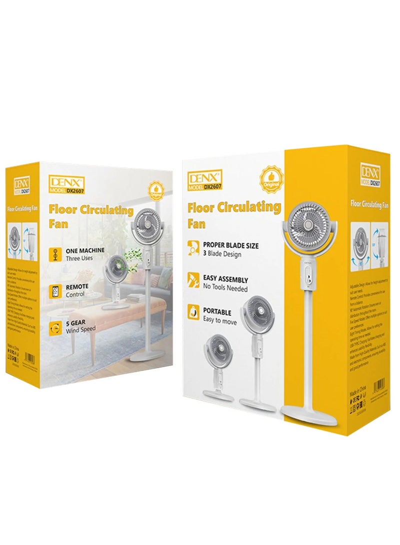 Denx Portable Oscillating Fan with Remote Control, Timer, Light Mist, 5 Speeds, Foldable Rechargeable Fan, Small Floor Fan for Desk, Pedestal Fan for Personal Use in Bedroom, Office, Camping, Travel - Image 4