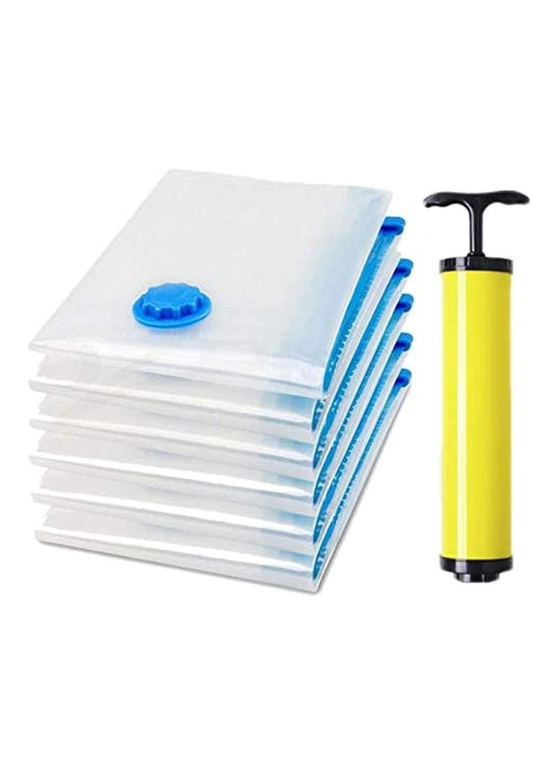 7-Piece Vacuum Storage Bag With Suction Pump Set for Clothes Hand Blanket Vacuum Bags Travel Organizer 70x100cm