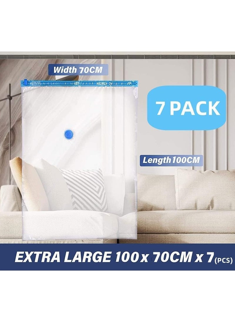7-Piece Vacuum Storage Bag With Suction Pump Set for Clothes Hand Blanket Vacuum Bags Travel Organizer 70x100cm