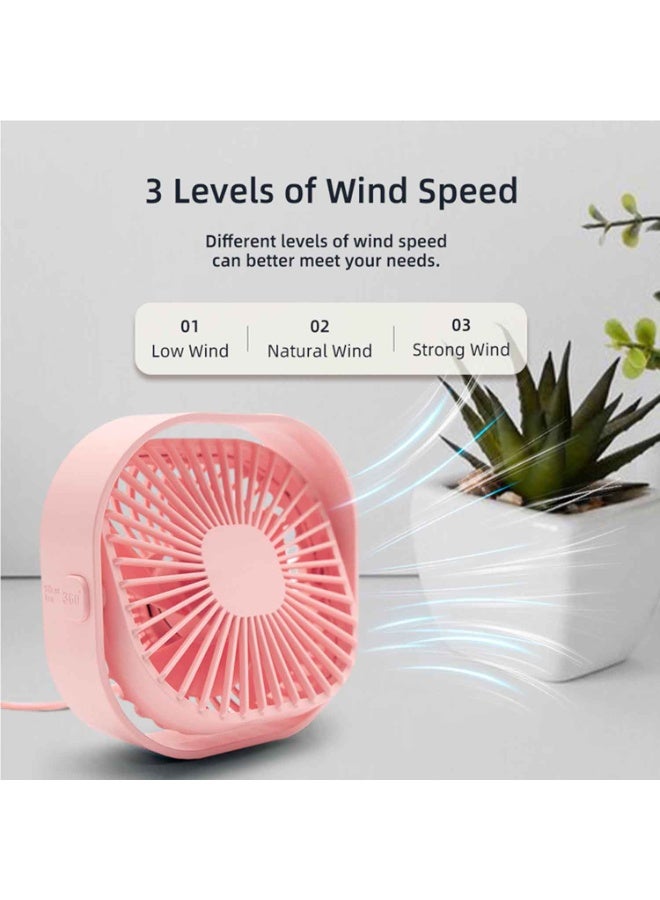 4 Inch Small USB Desk Fan, Summer Cooling Fan,3-Speed Portable & 360°Rotatable Mini Cooling Fan, USB-Powered Desktop Fan for Home Office Bedroom Dorm Indoor Outdoor,Summer Gift - Image 4