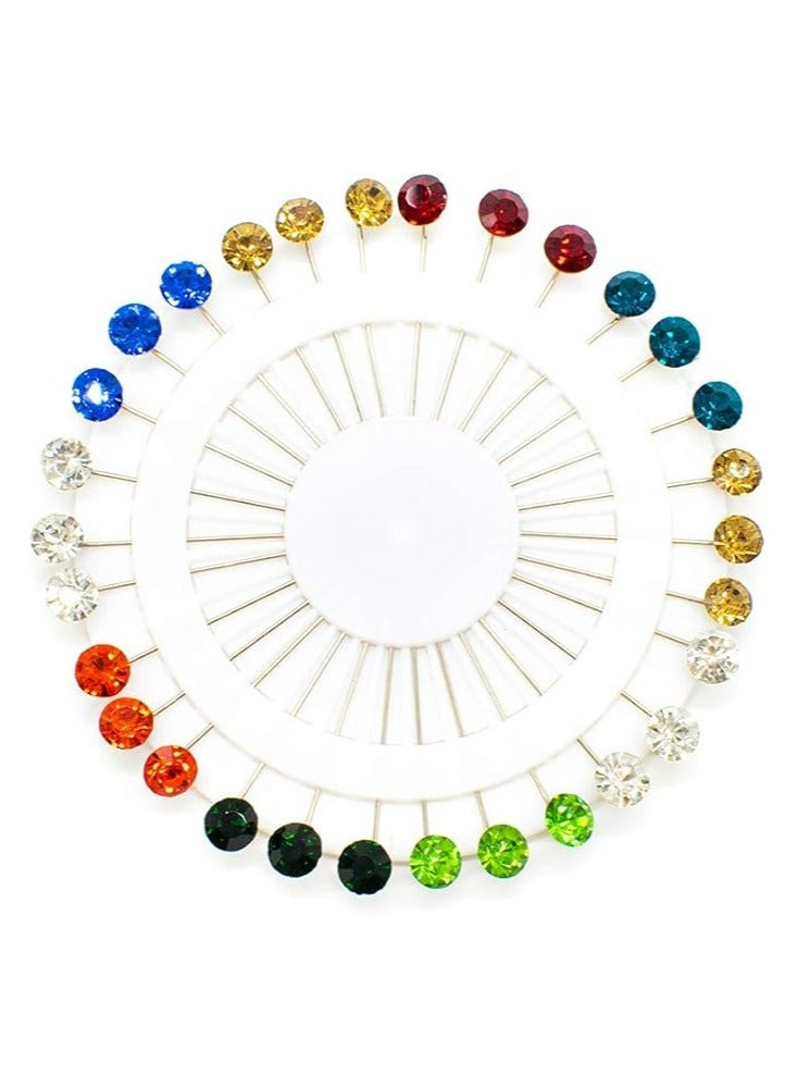 Sky Shine 30PCS Crystal Hijab Pins – Snag-Free Straight Scarf Pins & Brooch Set for Women – Elegant Headwear & Wedding Accessories - Image 1