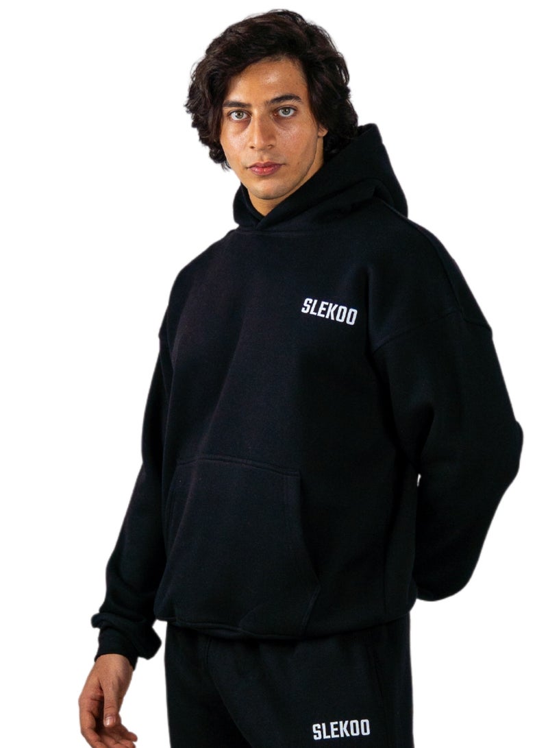 سليكو سويت شيرت بقلنسوة كبير الحجم من Slekoo للرجال والنساء، سويت شيرت من الصوف القطني للجنسين، مجموعة شتاء 2025، سويت شيرت كاجوال عصري  - Image 1