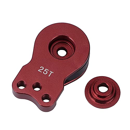 DJX Aluminum 25T Servo Saver 3 Holes Adjustable Hi-Torque Servo Horn for 1/8 1/10 Remote Control Car Boat (Red) - Image 3
