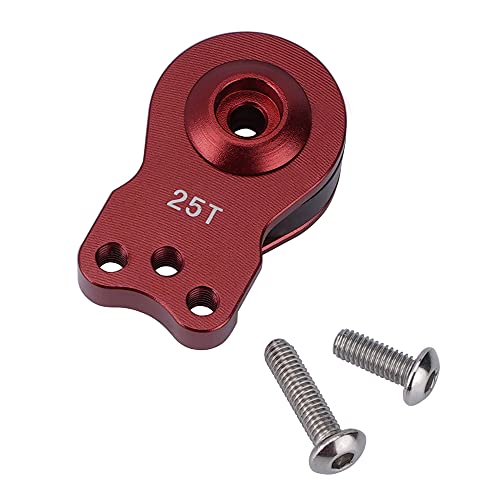 DJX Aluminum 25T Servo Saver 3 Holes Adjustable Hi-Torque Servo Horn for 1/8 1/10 Remote Control Car Boat (Red) - Image 1