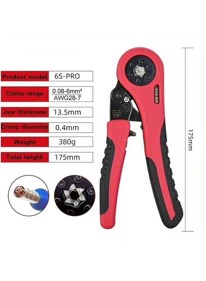 Heavy Duty Self Adjusting Ratchet Crimping Tool Set 6 6A Ergonomic Rubber Handles - Image 1