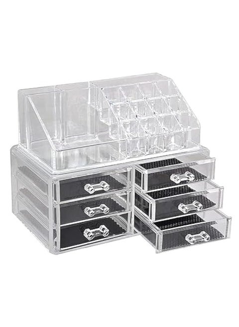 Acrylic Makeup Organizer and Jewelry Box with Drawers, Clear