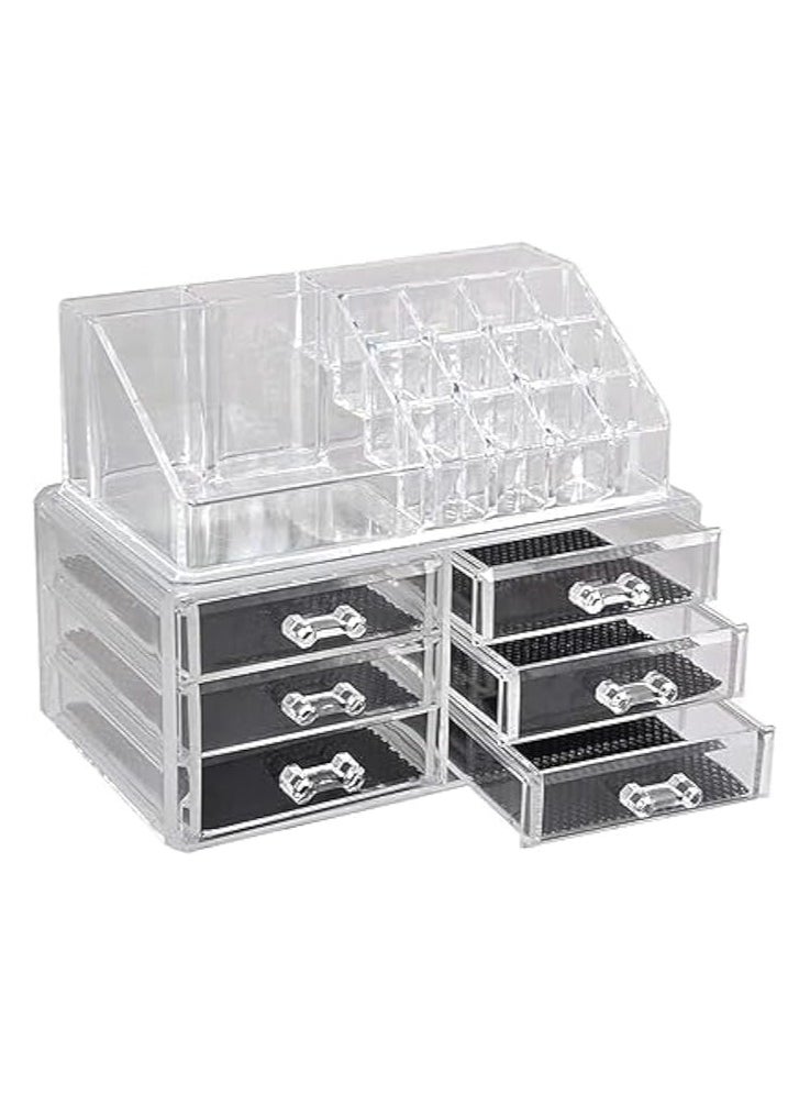 Generic - Acrylic Makeup Organizer and Jewelry Box with Drawers, Clear - Image 1