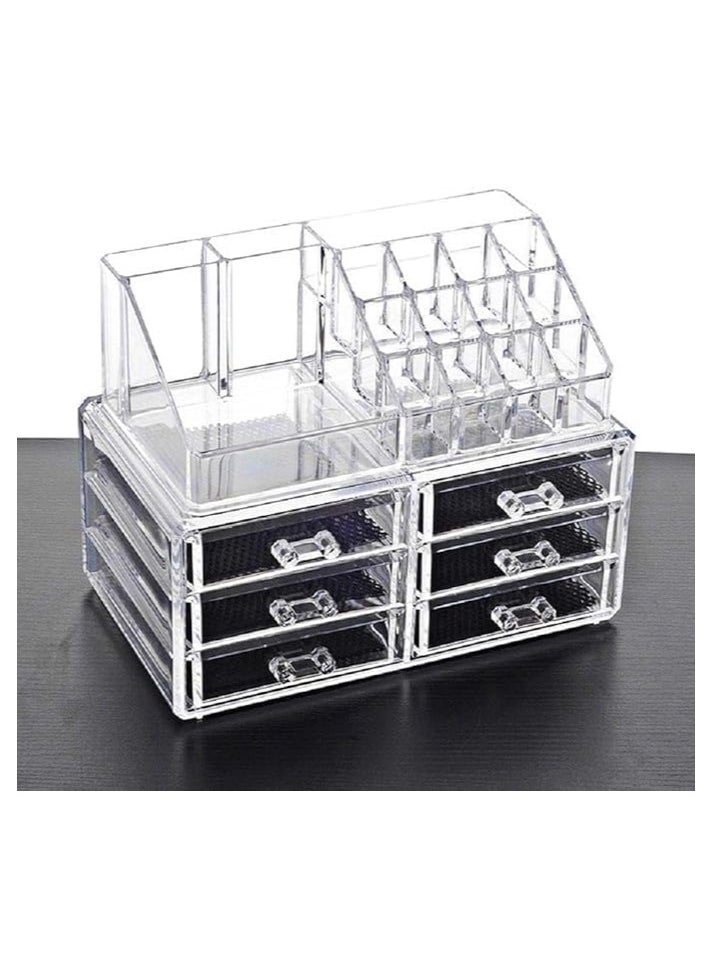 Generic - Acrylic Makeup Organizer and Jewelry Box with Drawers, Clear - Image 1