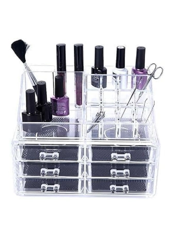 Generic - Acrylic Makeup Organizer and Jewelry Box with Drawers, Clear - Image 1