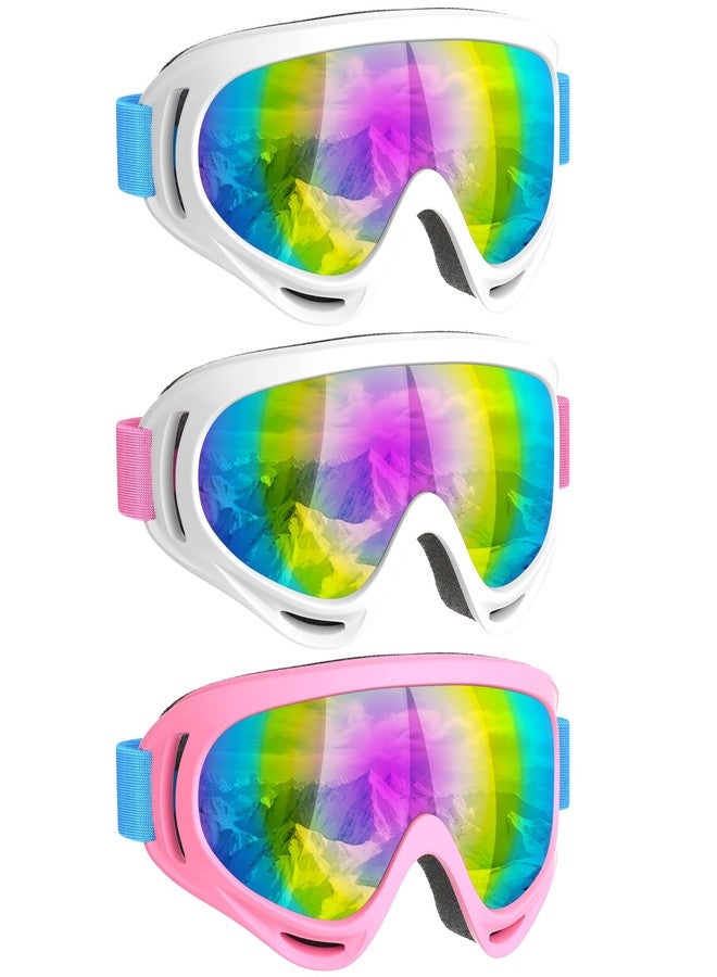 COOLOO 3 Pack Kids Ski Goggles，Wide View Anti-fog Snowboard Goggles with UV400 Protection，Dust-Proof & Adjustable Snow Goggles for Boys Girls Youth Men Women - Image 1