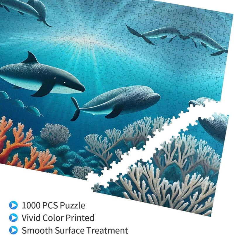 Phayah 1000 Piece Whales Under The Sea Jigsaw Puzzle For Adults Home Decor 29 5 X 19 7 Inches - Image 3