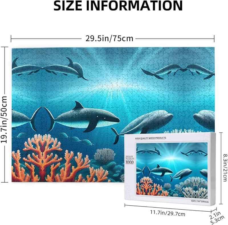 Phayah 1000 Piece Whales Under The Sea Jigsaw Puzzle For Adults Home Decor 29 5 X 19 7 Inches - Image 4