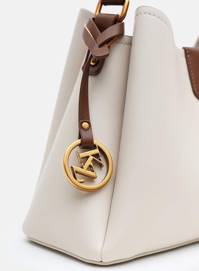 Kazo Bag Off White Brown Structured Shoulder Handbag | Premium Faux Leather Purse - Image 5