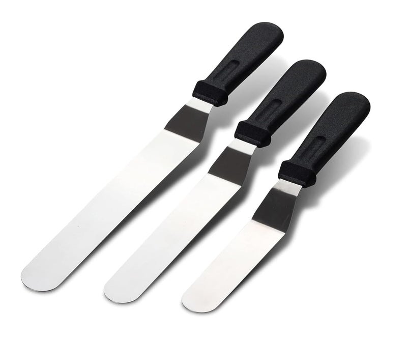 HPK Icing Spatula Perfect Palette Knife for Baking or Frosting 3Pack Stainless Steel Cake Server Silver Pack of 3 - Image 1