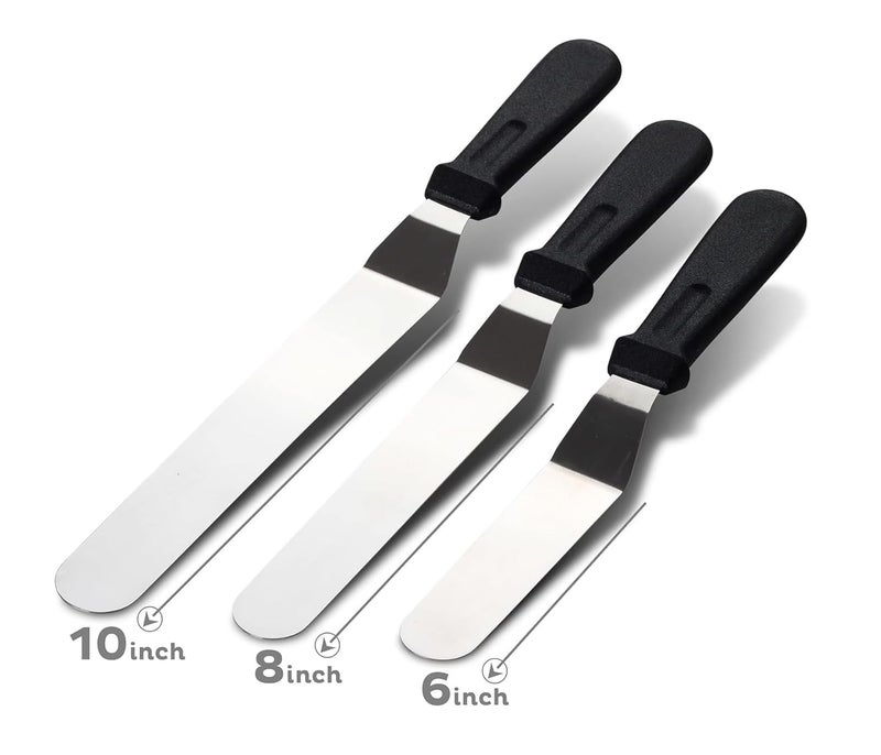 HPK Icing Spatula Perfect Palette Knife for Baking or Frosting 3Pack Stainless Steel Cake Server Silver Pack of 3 - Image 2
