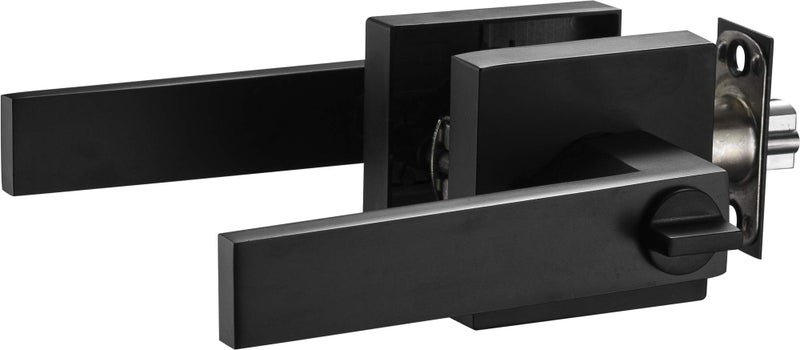 Berlin Modisch Contemporary Square Entry Lever Door Handle Lock and Key Locking Lever Set [for Front Door or Office] Reversible for Right & Left Sided Doors Heavy Duty â€“ Iron Black Finish - Image 3