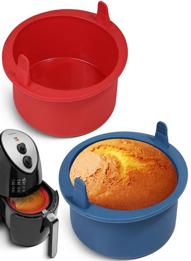 Webake 6 Inch Air Fryer Round Cake Pans for Baking, Nonstick Silicone Air Fryer Baking Pan Wih Handle, BPA Free Set of 2 - Image 1