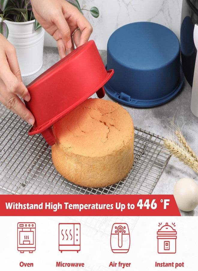 Webake 6 Inch Air Fryer Round Cake Pans for Baking, Nonstick Silicone Air Fryer Baking Pan Wih Handle, BPA Free Set of 2 - Image 3