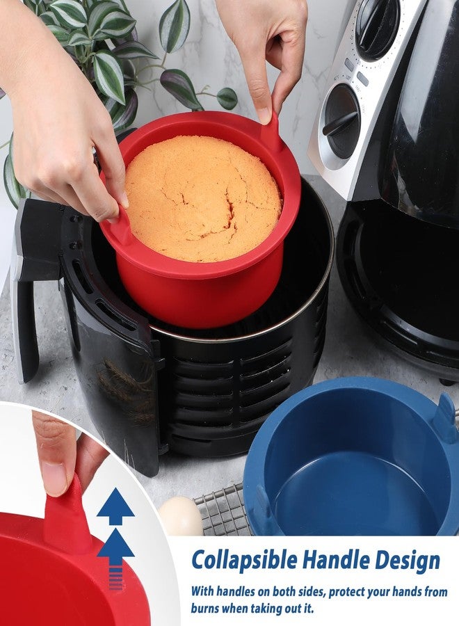 Webake 6 Inch Air Fryer Round Cake Pans for Baking, Nonstick Silicone Air Fryer Baking Pan Wih Handle, BPA Free Set of 2 - Image 2