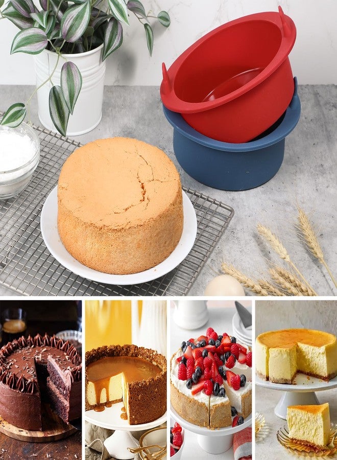 Webake 6 Inch Air Fryer Round Cake Pans for Baking, Nonstick Silicone Air Fryer Baking Pan Wih Handle, BPA Free Set of 2 - Image 4