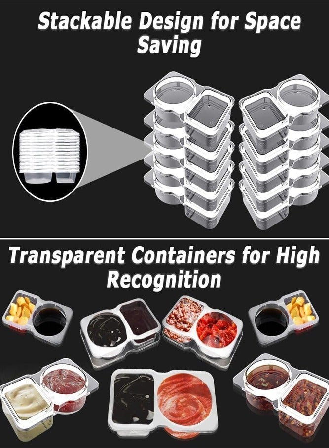 BELLSBERRY 20 قطعة حاويات طعام مزدوجة المقصورة مع أغطية آمنة - Image 3