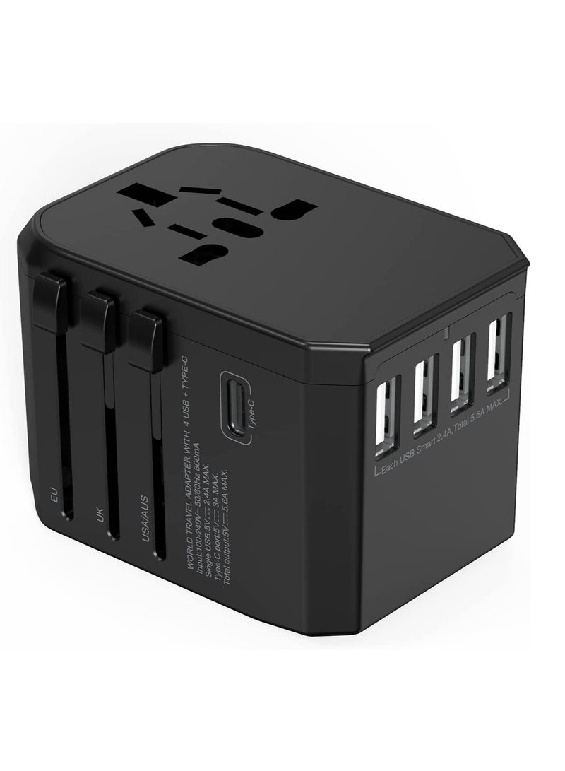 ELTRAZONE Universal Travel Adapter with 4 Ultra-Fast USB Port and 1 Ultra-Fast USB Type C Port and Power Socket Worldwide Plugs UK EU US AU Auto Switch - Image 3