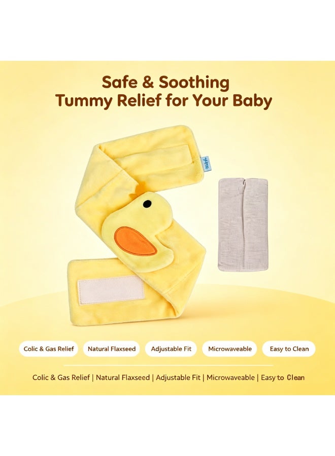 HPMY Baby Colic & Gas Relief Tummy Wrap, Heated Swaddling Belt for Newborns, Natural Warm Belly Band for Colic, Gas & Tummy Discomfort - Yellow - Image 2