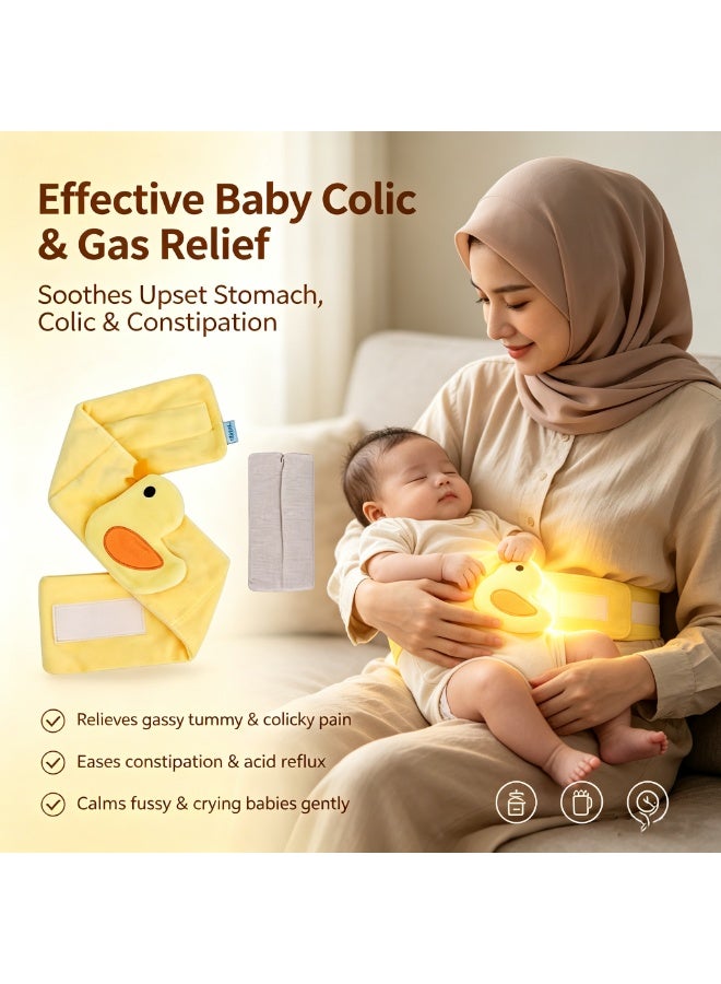 HPMY Baby Colic & Gas Relief Tummy Wrap, Heated Swaddling Belt for Newborns, Natural Warm Belly Band for Colic, Gas & Tummy Discomfort - Yellow - Image 3