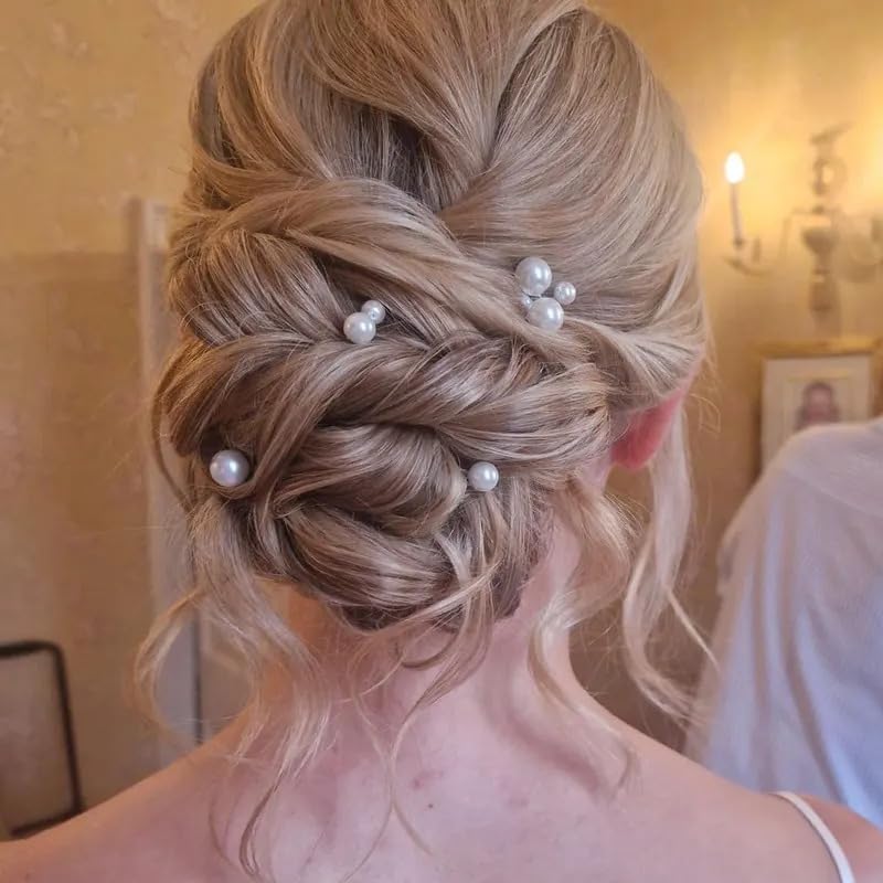 ZAVVU KRIZOUS ZAVVU KRIZOUS Elegant Pearl Hair Pins for Women Gold UShaped Bridal Hair Accessories Set of 5 Handmade Bobby Pins for Wedding Prom or Special Occasion Updo Styling Gold  - Image 5