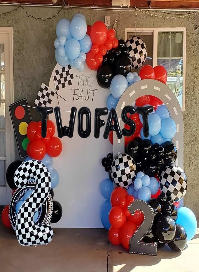TONIFUL 40 Inch Checkered Number 2 Balloon,Two Fast Letter Banner for Boy's Second Birthday Two Year Old Fast Race Car Flag Party 2nd Racing Car Theme Birthday Party Decoration - Image 5